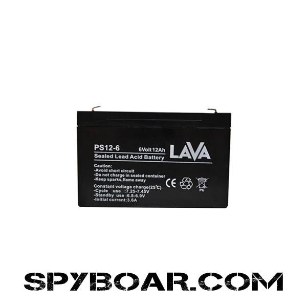 Lead rechargeable accumulator battery Lava 6V/12Ah