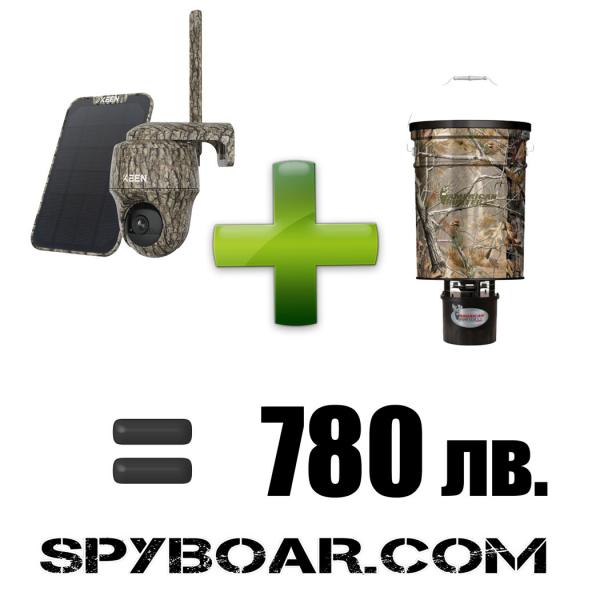 Camouflage 4G Outdoor Online Camera KEEN Ranger PT and Analog Feeder American Hunter R Pro 22kg Capacity Bucket