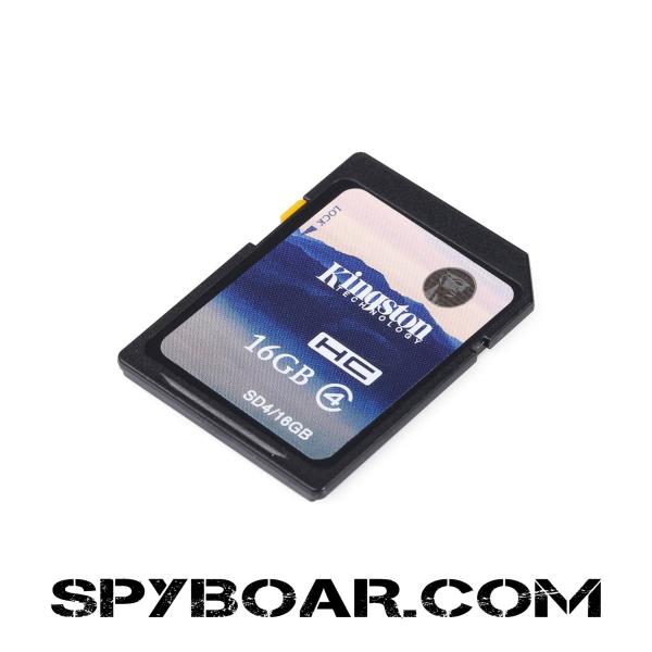 SD карта памет Kingston – 16 GB клас 4, скорост на запис 4 MBs