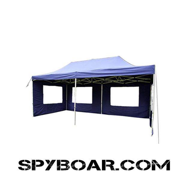 Aluminum folding tent with dimensions 3m x 6m with a height of passage 2.1 meters with 3 levels of height