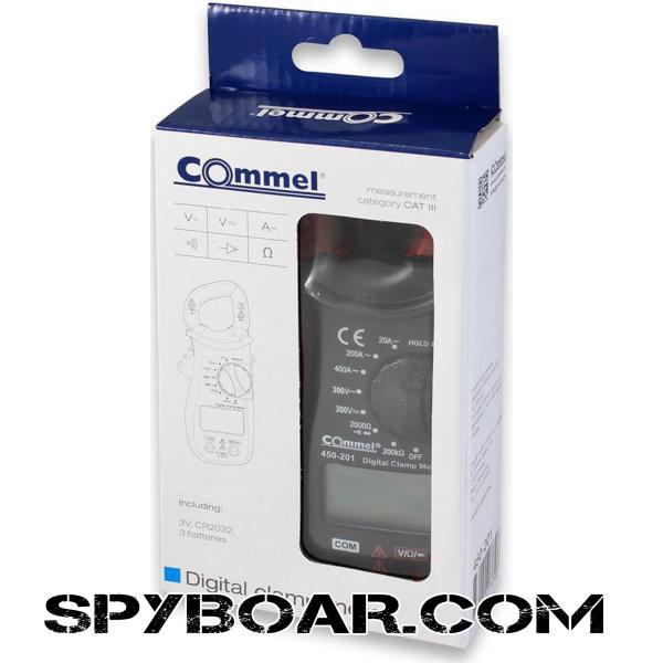 Digital clamp meter AC/DC 300V, 200Ohm, AC 20-400A cat.III up to 300V Commel