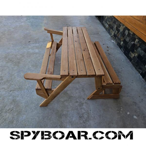 Сгъваема пейка - маса две в едно,изцяло от дървена конструкция