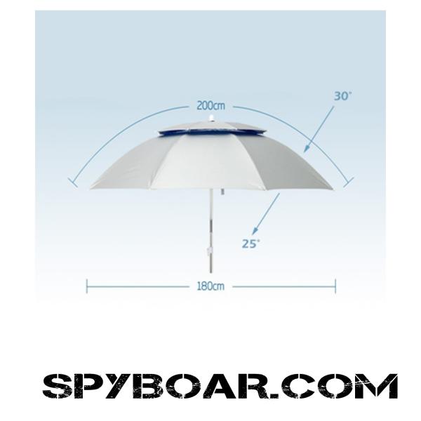Плажен чадър Lifeguard с UV защита - диаметър 2 м.