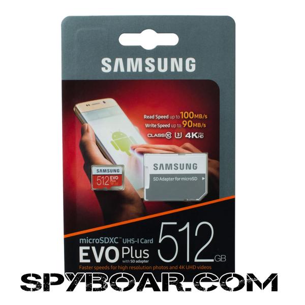 Micro SD карта памет Samsung – 512 GB клас 10, с Адаптор 