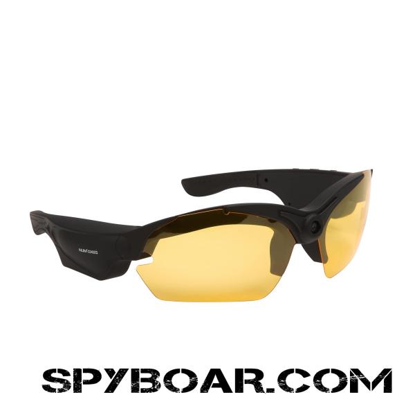 слънчеви очила HD камера и Bluetooth с жълти стъкла
