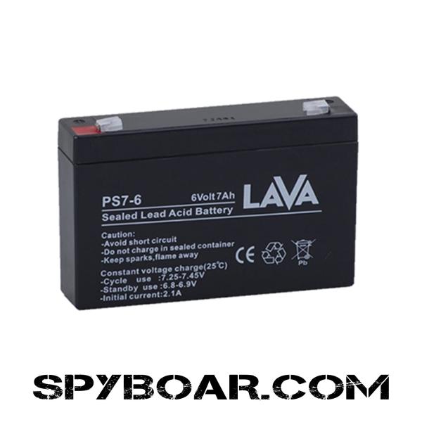 Оловна презареждаща акумулаторна батерия Lava 6V/7Ah